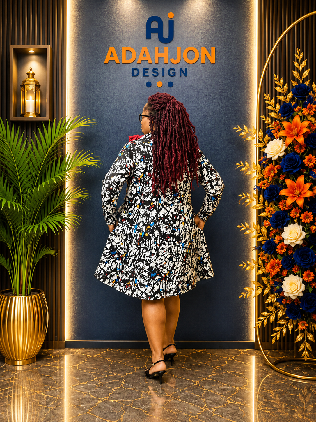 Ankara Short Gown Long Sleeve