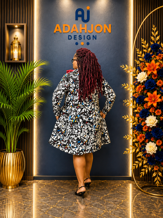 Ankara Short Gown Long Sleeve