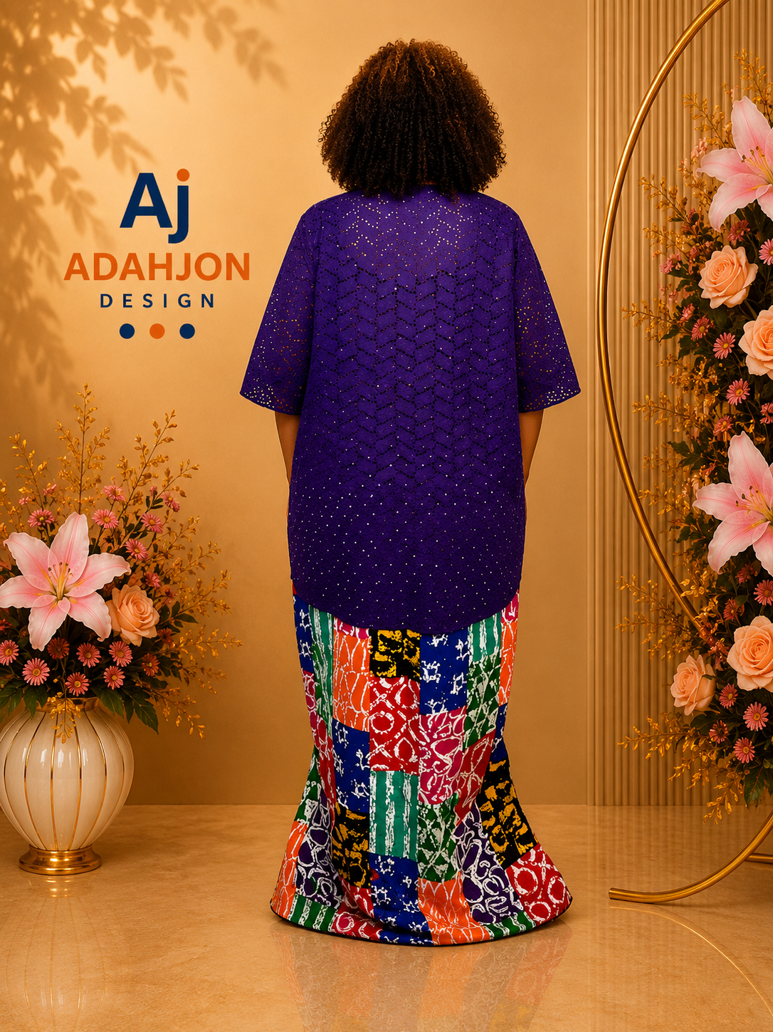Long Ankara Gown With lace Combination