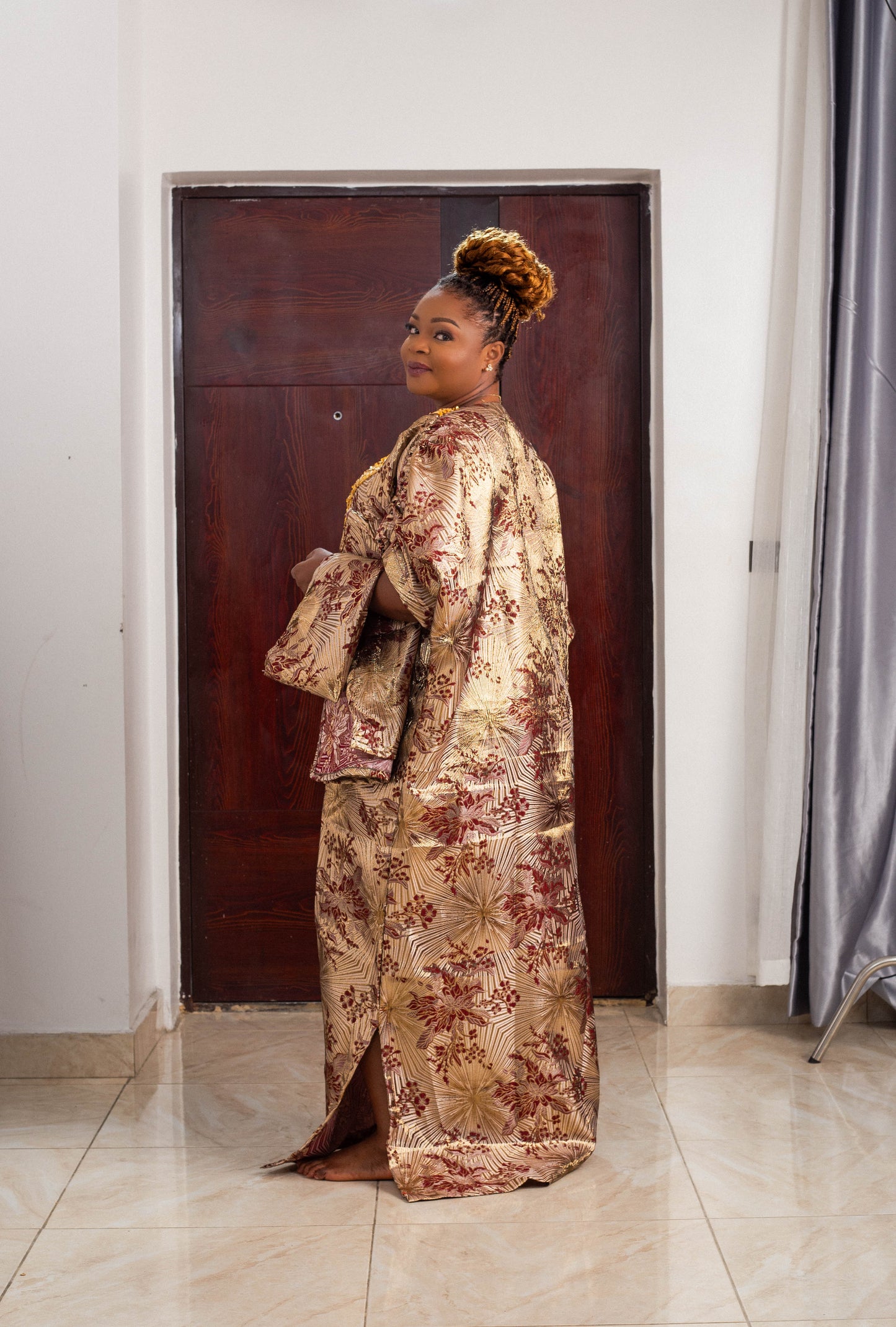 FLOWER LONG GOWN BROCADE