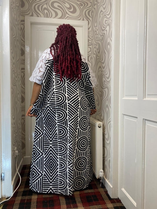 Ankara Long Gown With Cord Lace Combination