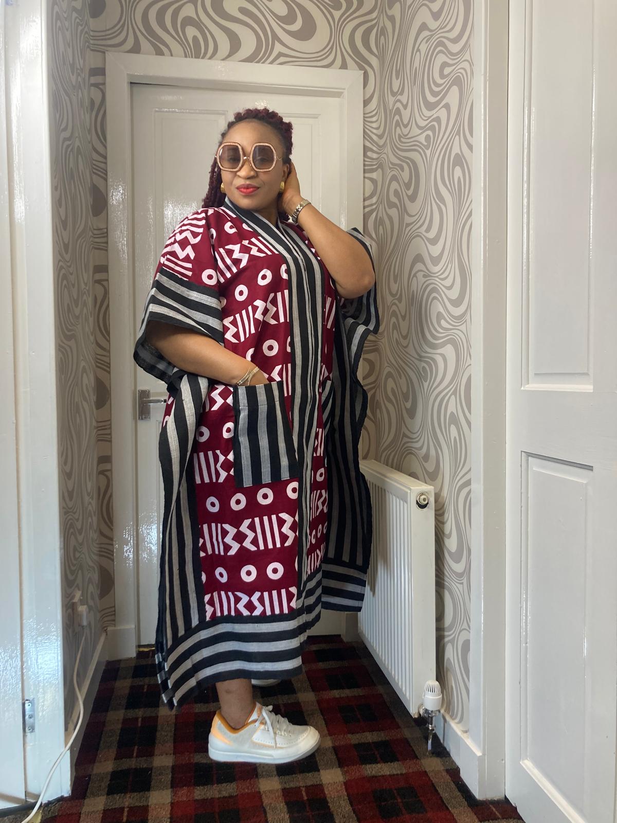 3 Quater Ankara Gown With Aso Oke