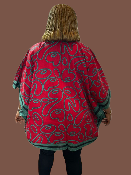 Short Ankara Kimono Jacket With Aso Oke