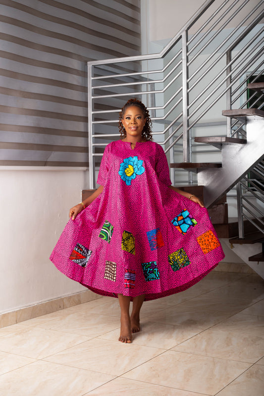 ANKARA GOWN WITH PATCHES