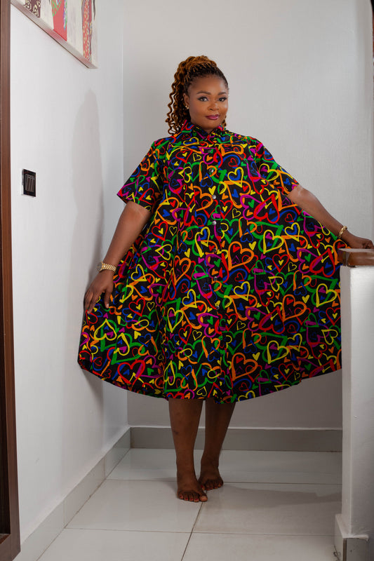 FLOWER ANKARA SHIRT GOWN