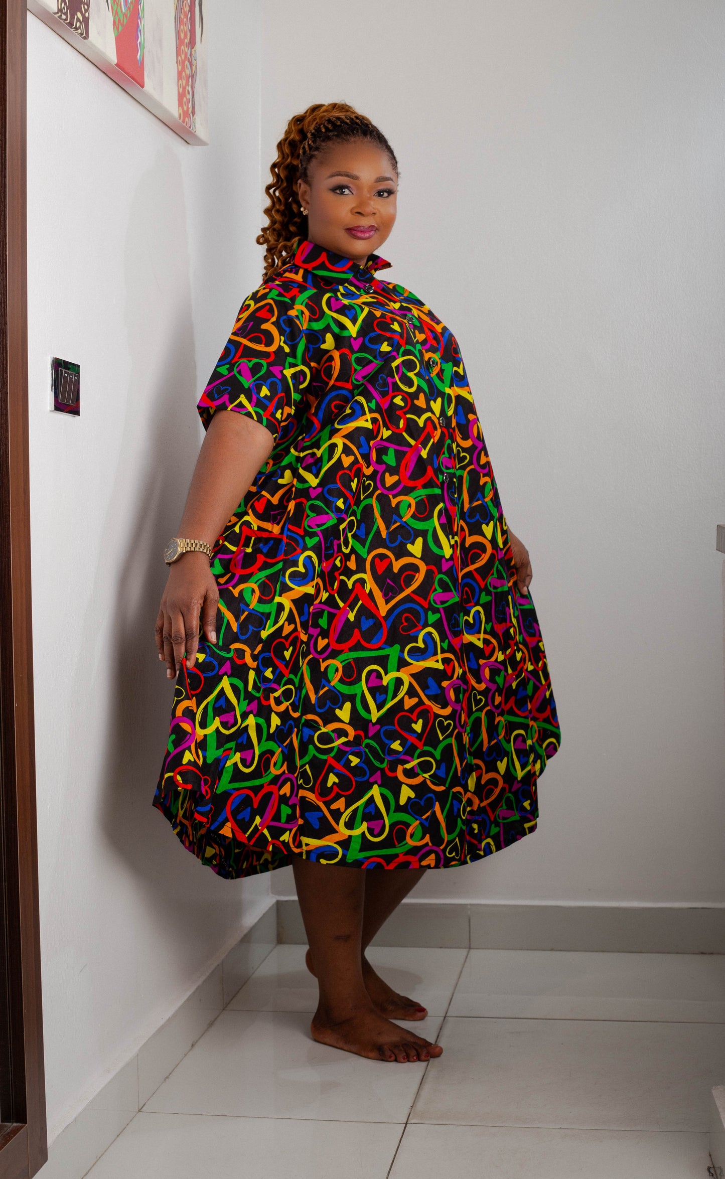 FLOWER ANKARA SHIRT GOWN