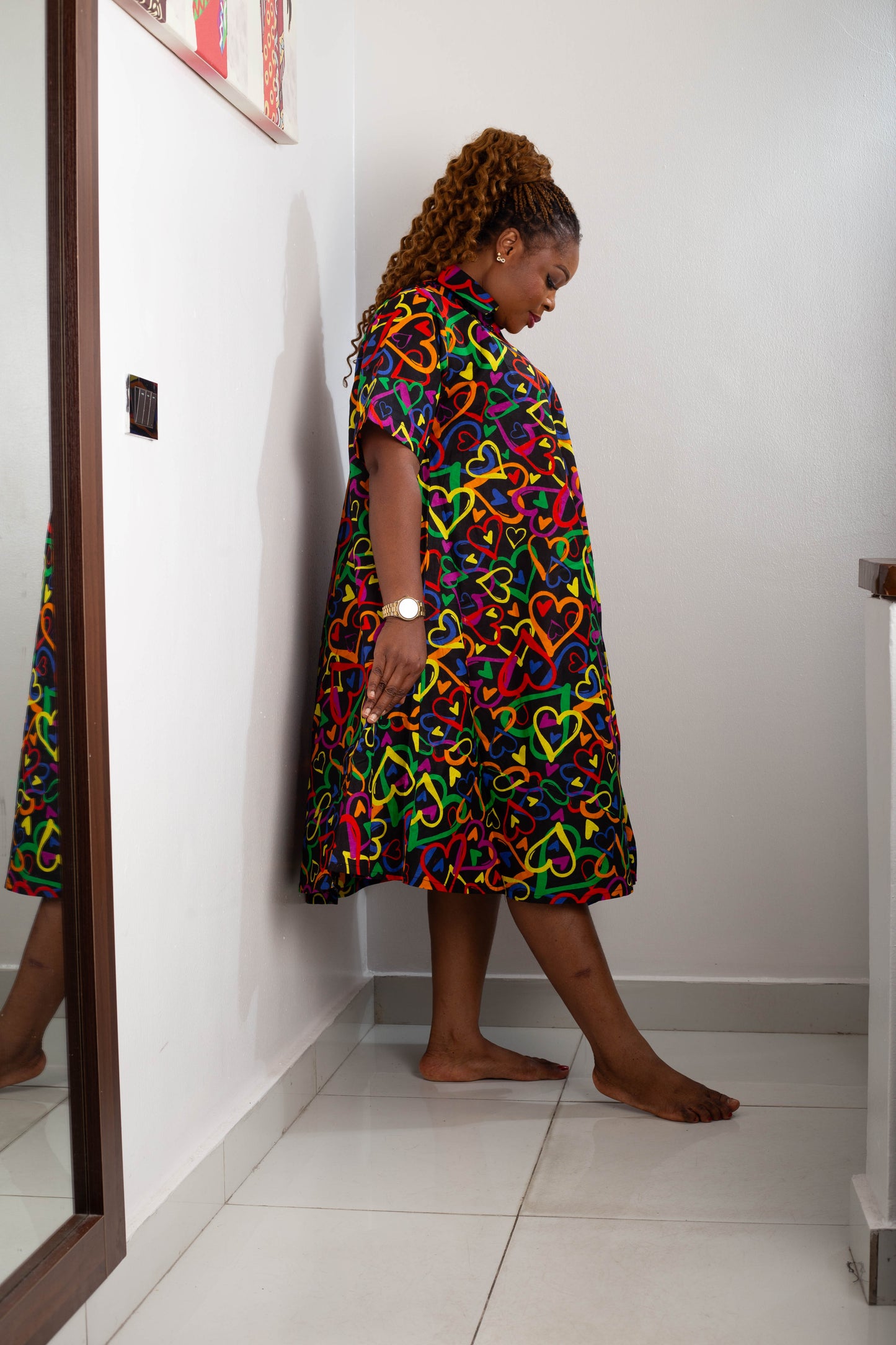 FLOWER ANKARA SHIRT GOWN