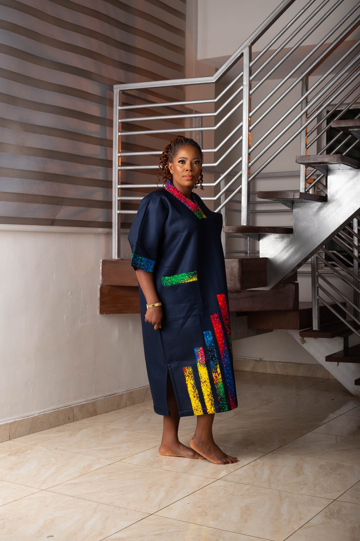 SCHUBA WITH ANKARA MIXED WITH STONE
