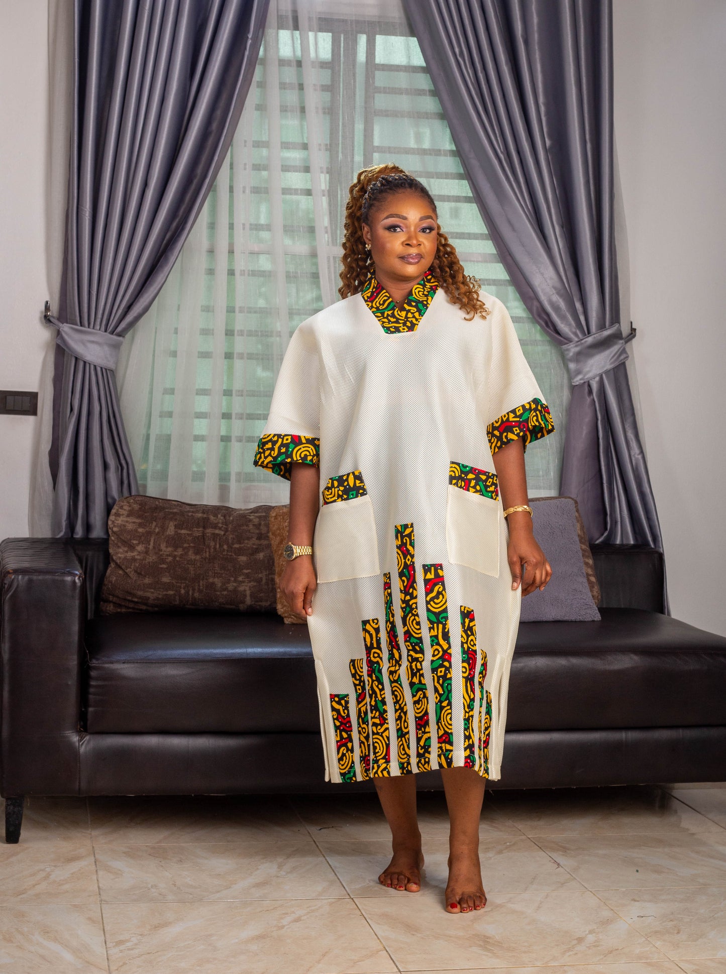 SCHUBA WITH ANKARA MIXED WITH STONE