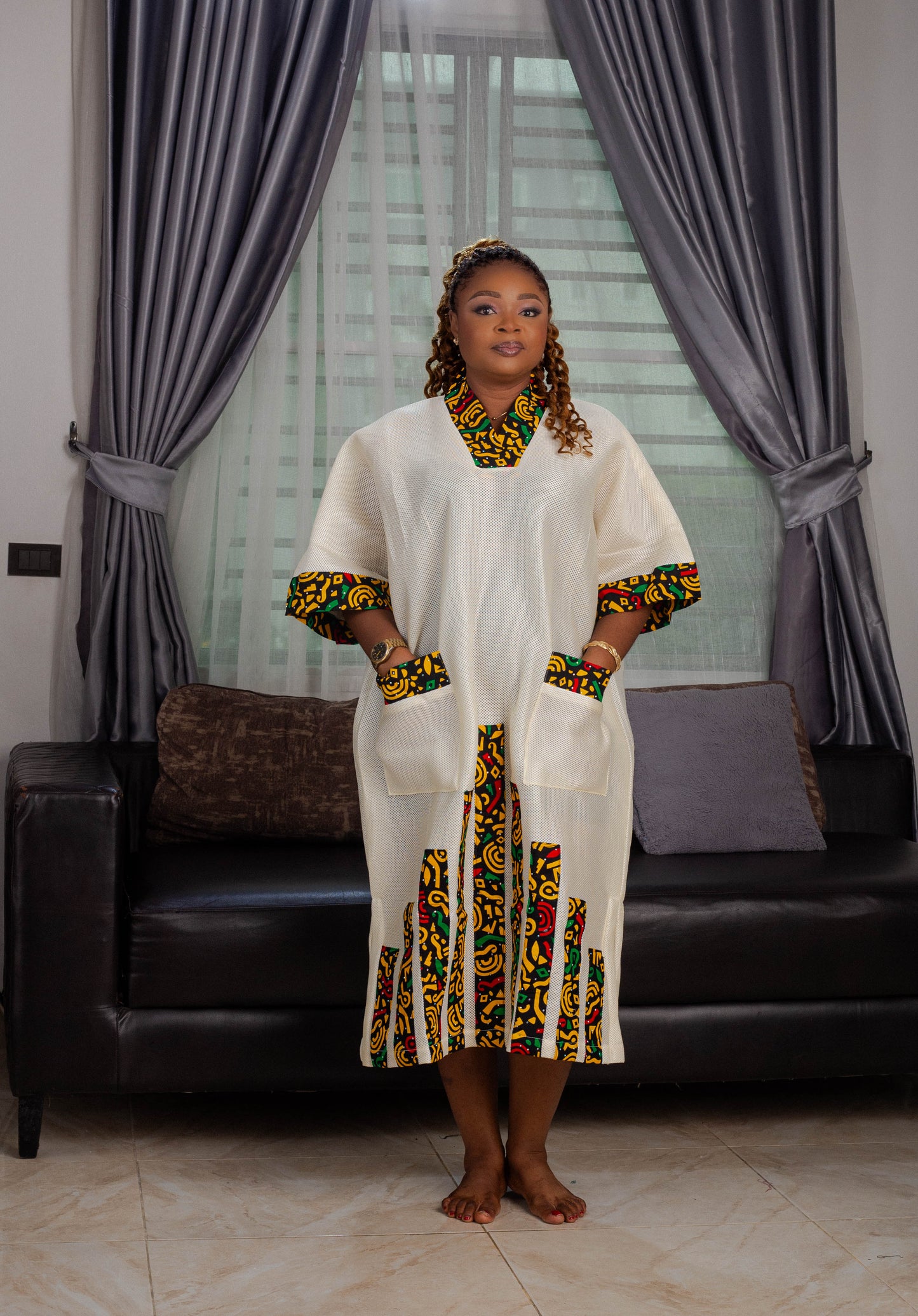 SCHUBA WITH ANKARA MIXED WITH STONE
