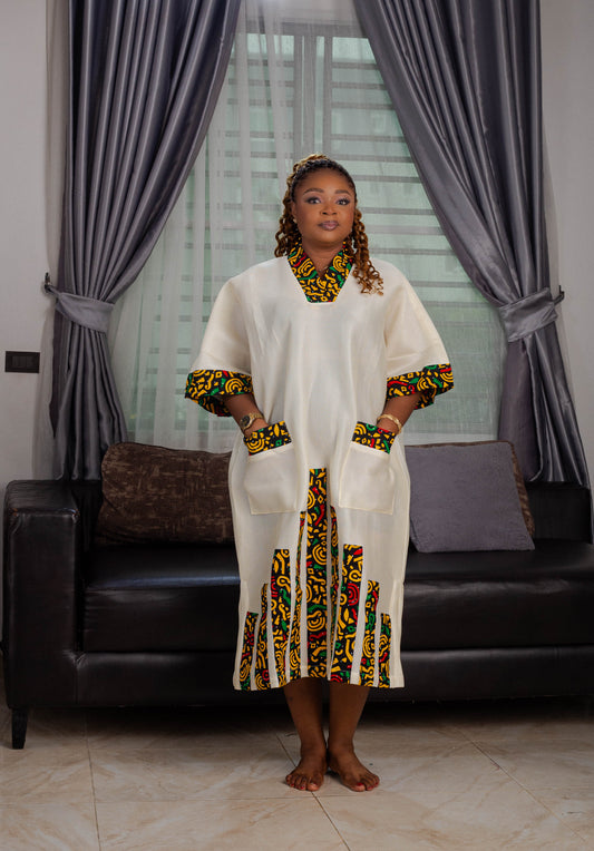 SCHUBA WITH ANKARA MIXED WITH STONE