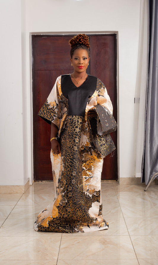 BROCADE GOWN WITH PLAIN MATERIAL