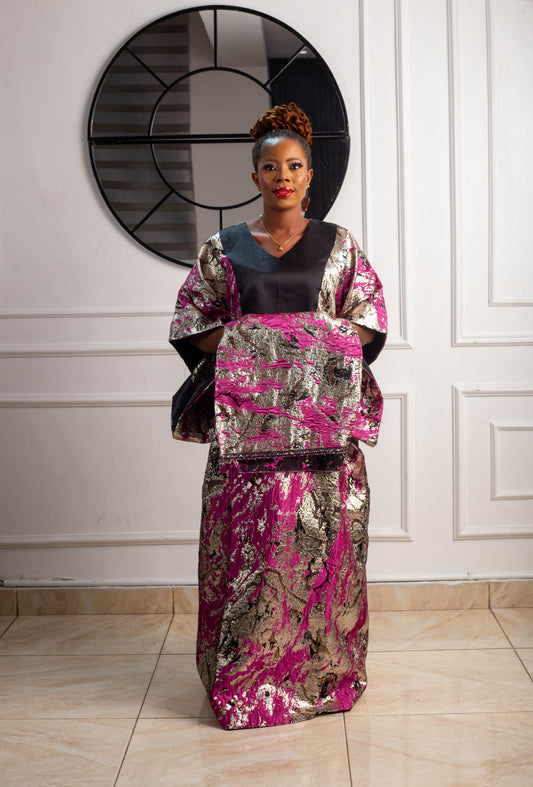 BROCADE GOWN WITH PLAIN MATERIAL