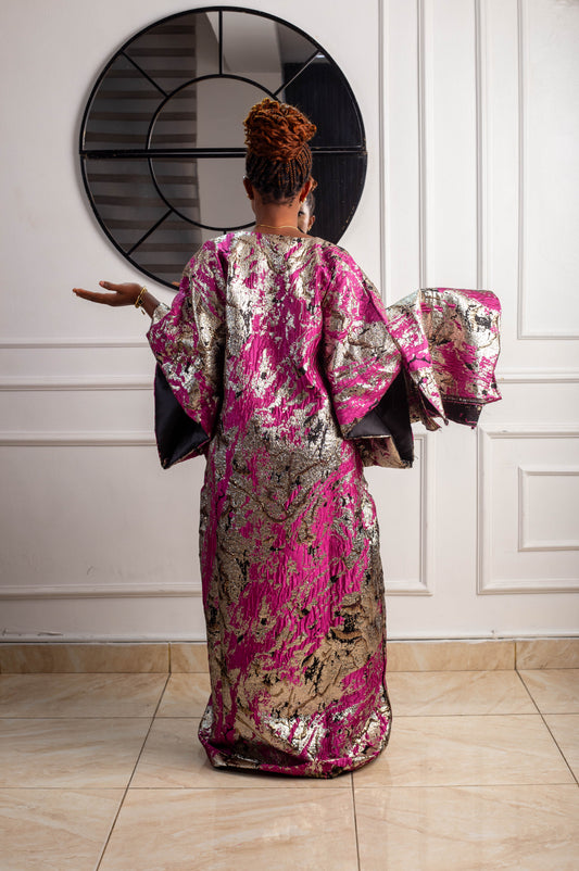 BROCADE GOWN WITH PLAIN MATERIAL