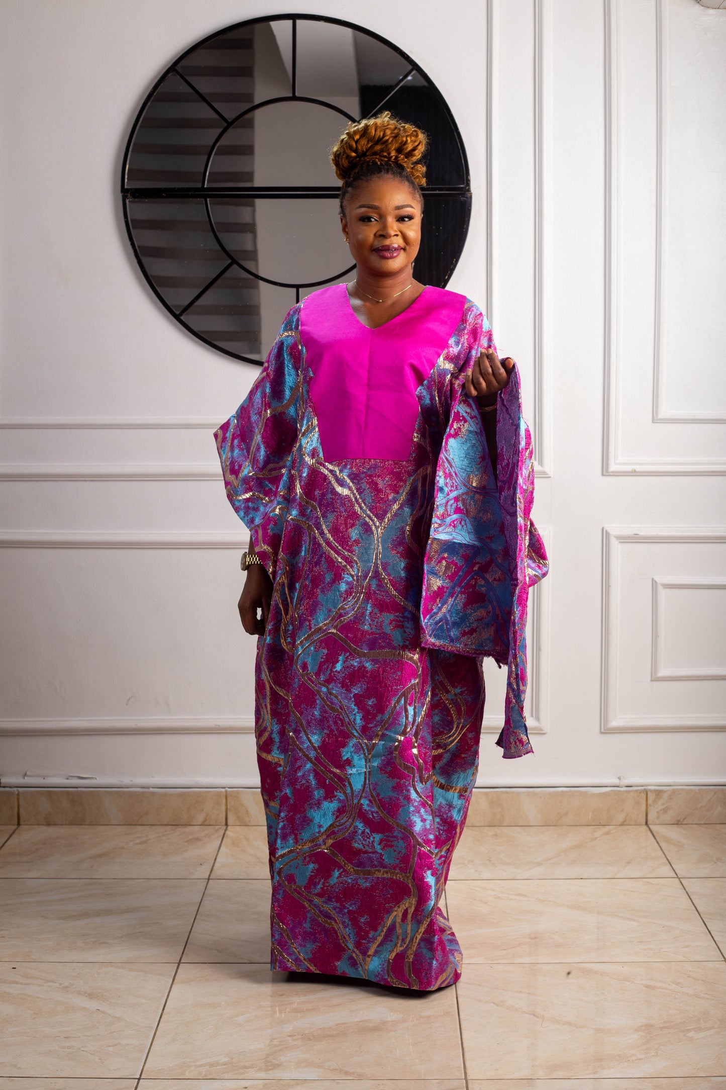 BROCADE GOWN WITH PLAIN MATERIAL