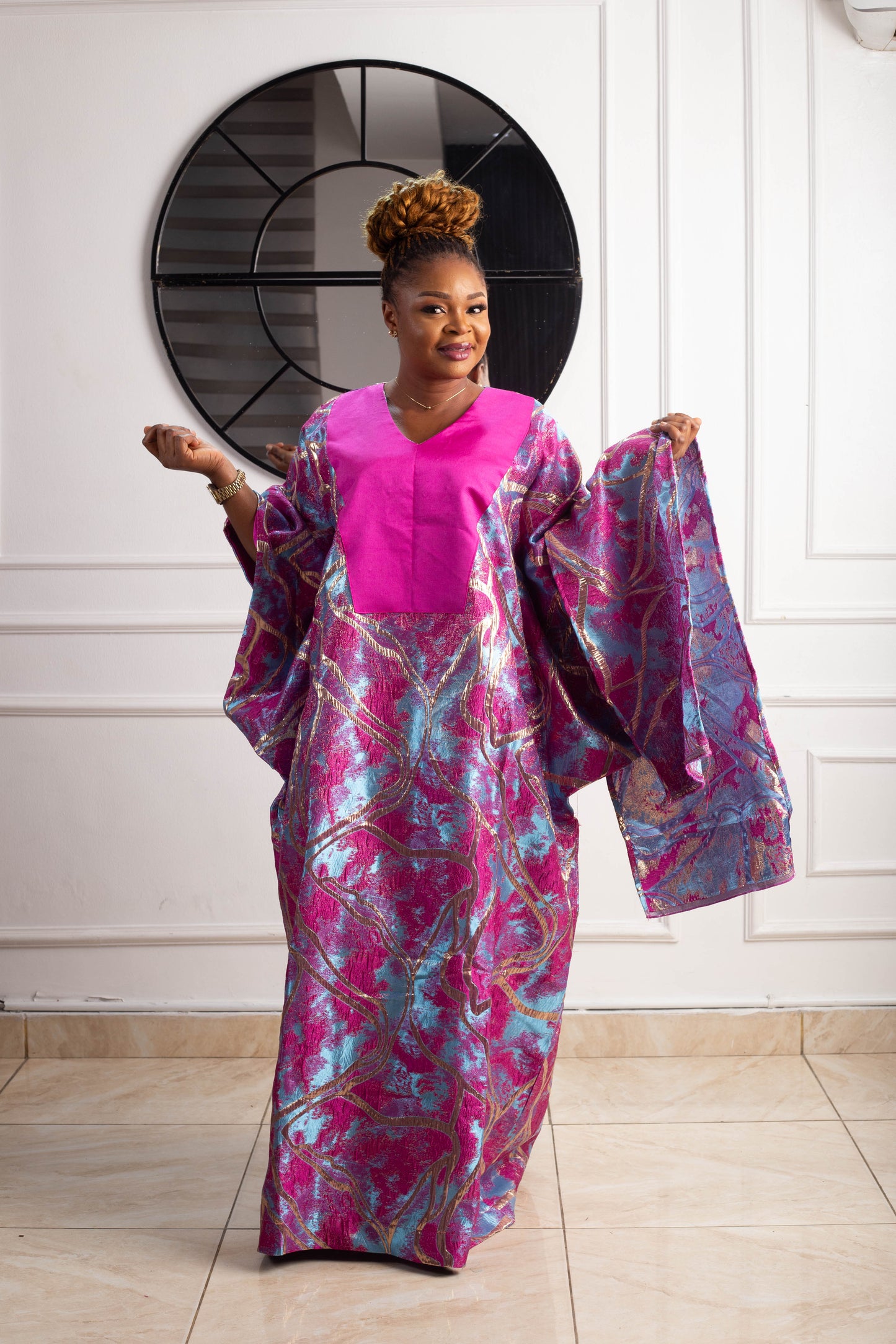 BROCADE GOWN WITH PLAIN MATERIAL