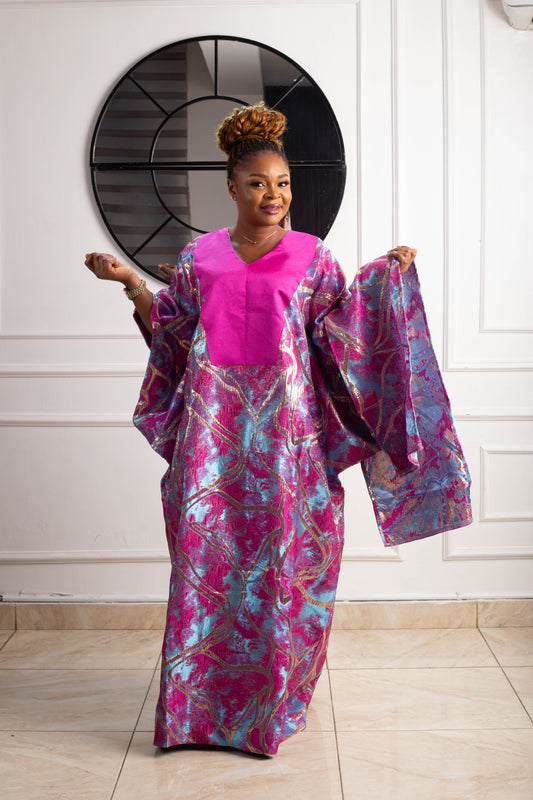 BROCADE GOWN WITH PLAIN MATERIAL