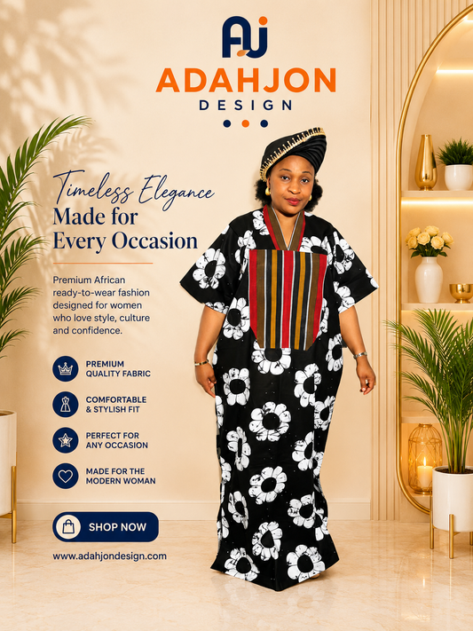 Floral Long Ankara Gown