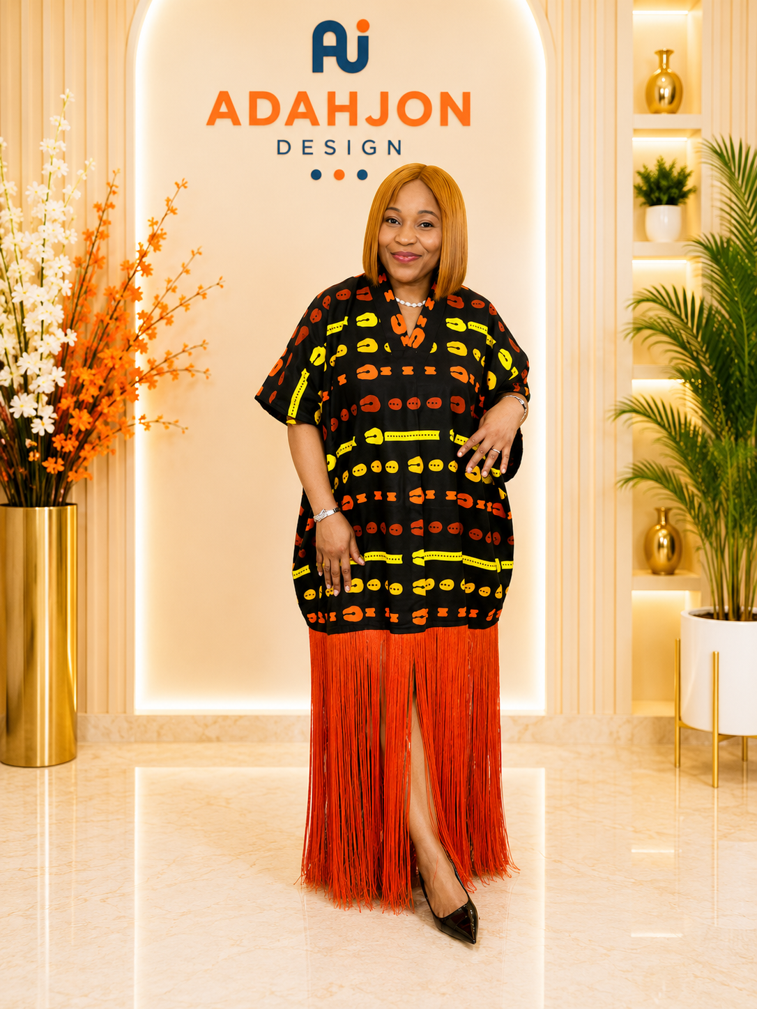 Short Ankara Gown With Fringes