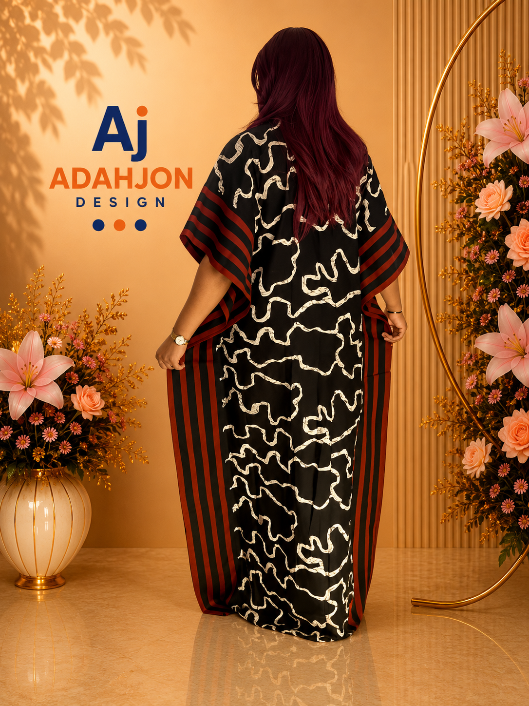 Long Kimono Jacket With Aso Oke