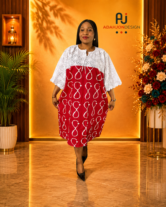 3 Quater Ankara Gown With lace Combination