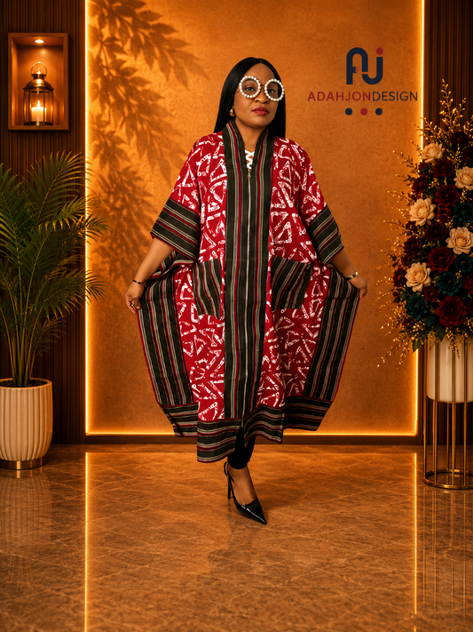 3 Quater Kimono Jacket With Aso Oke
