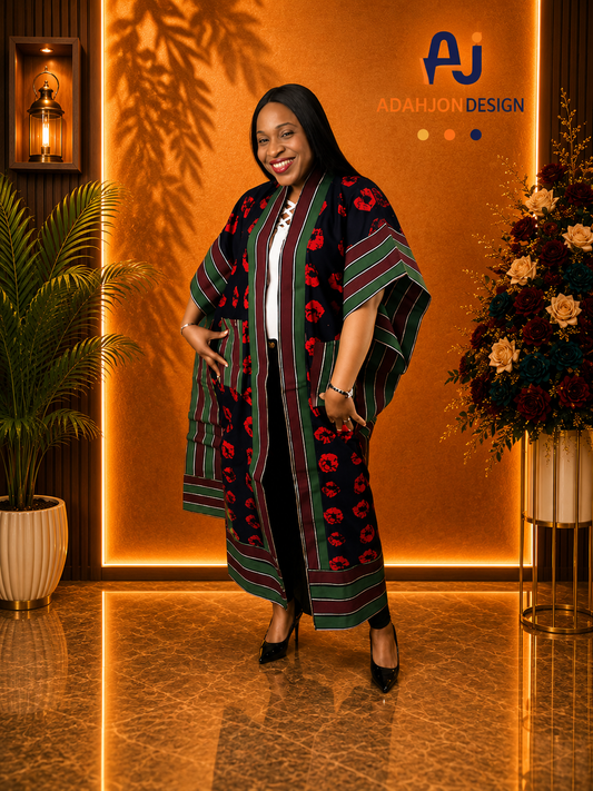 3 Quater Kimono jacket With Aso Oke