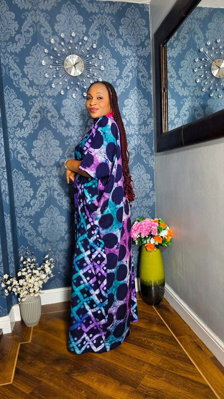 Long Adire Creap Gown