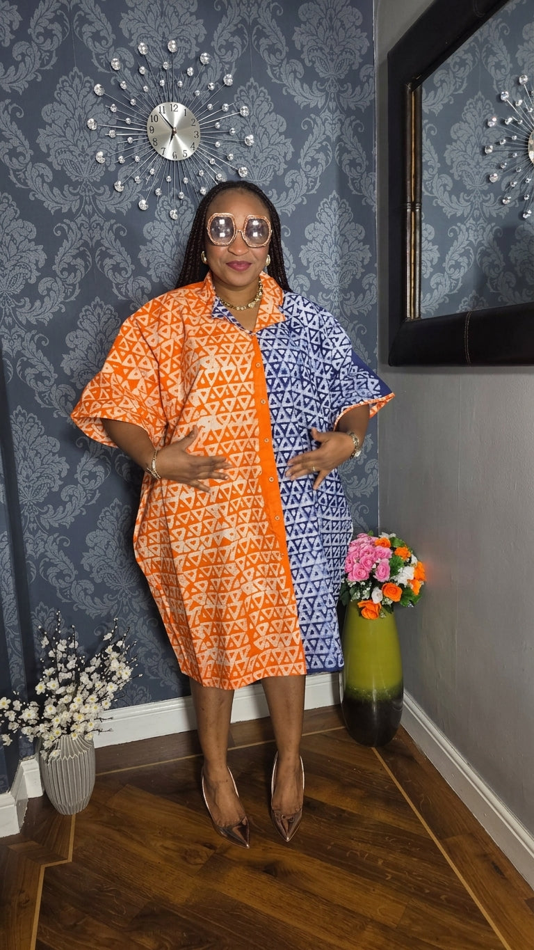 Adire Cotton Shirt Dress