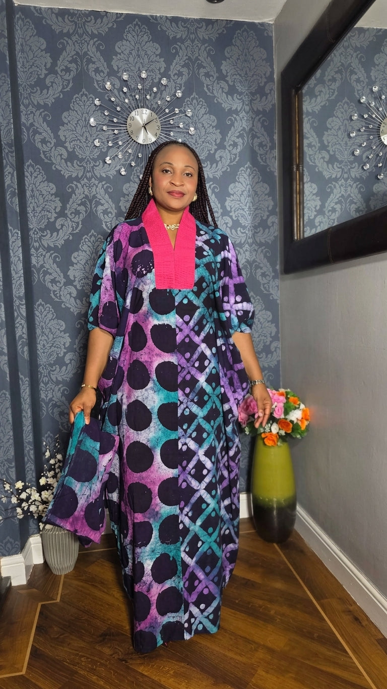 Long Adire Creap Gown