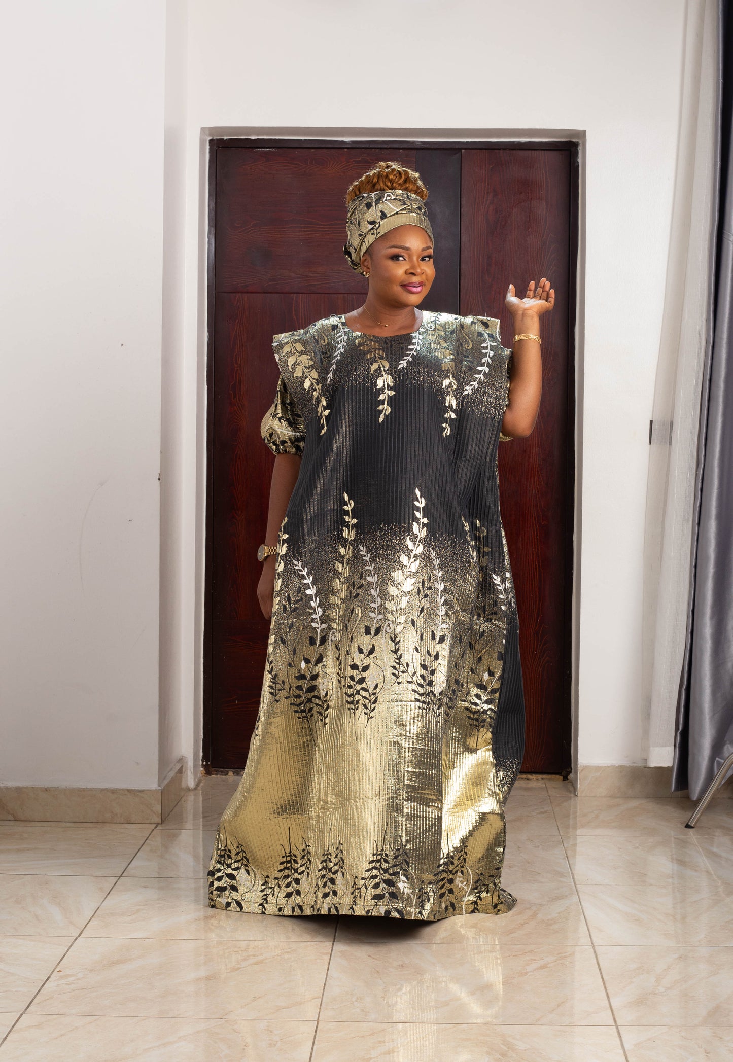 FLOWER LONG GOWN BROCADE