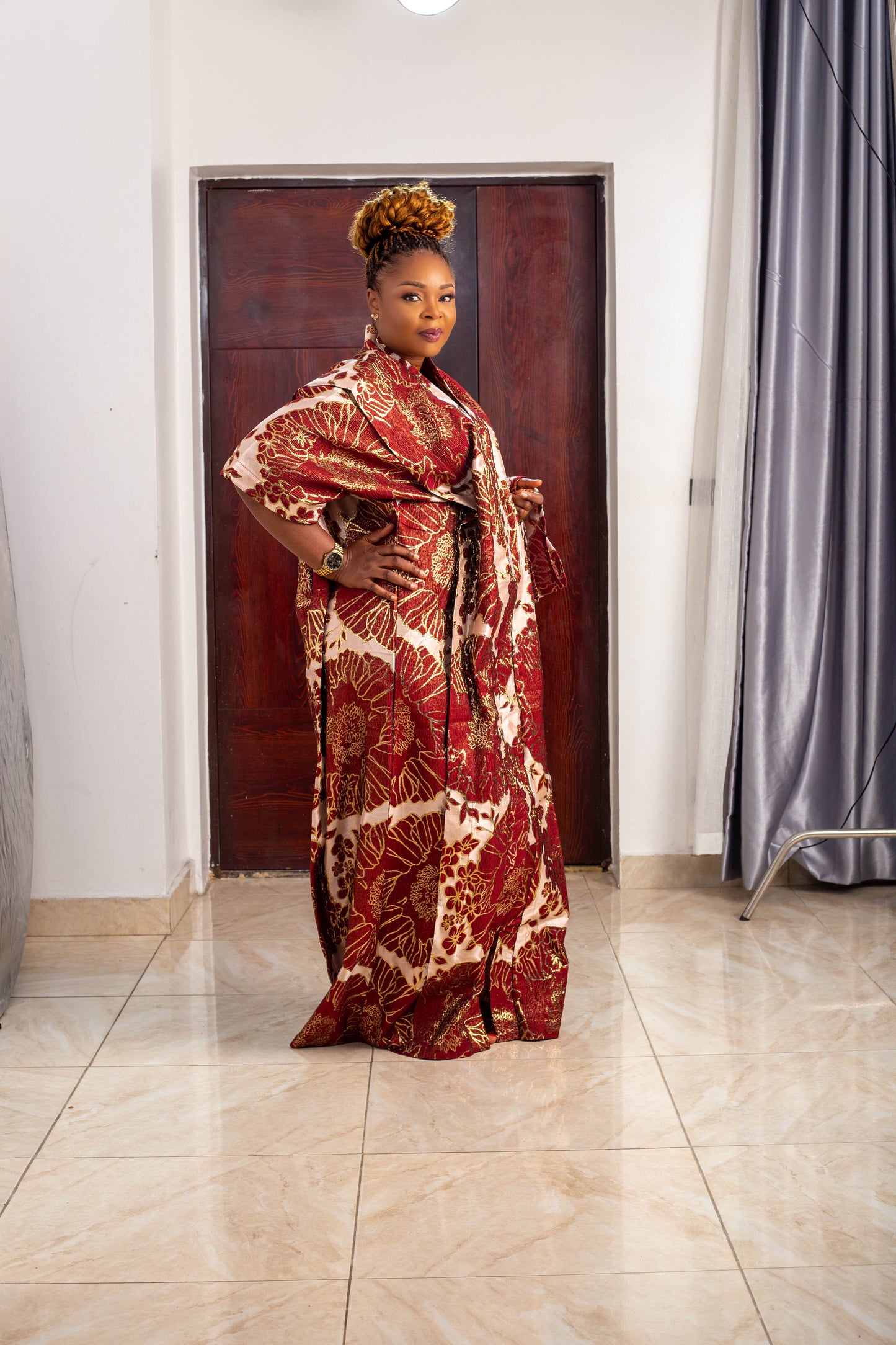 ROSE LONG GOWN BROCADE