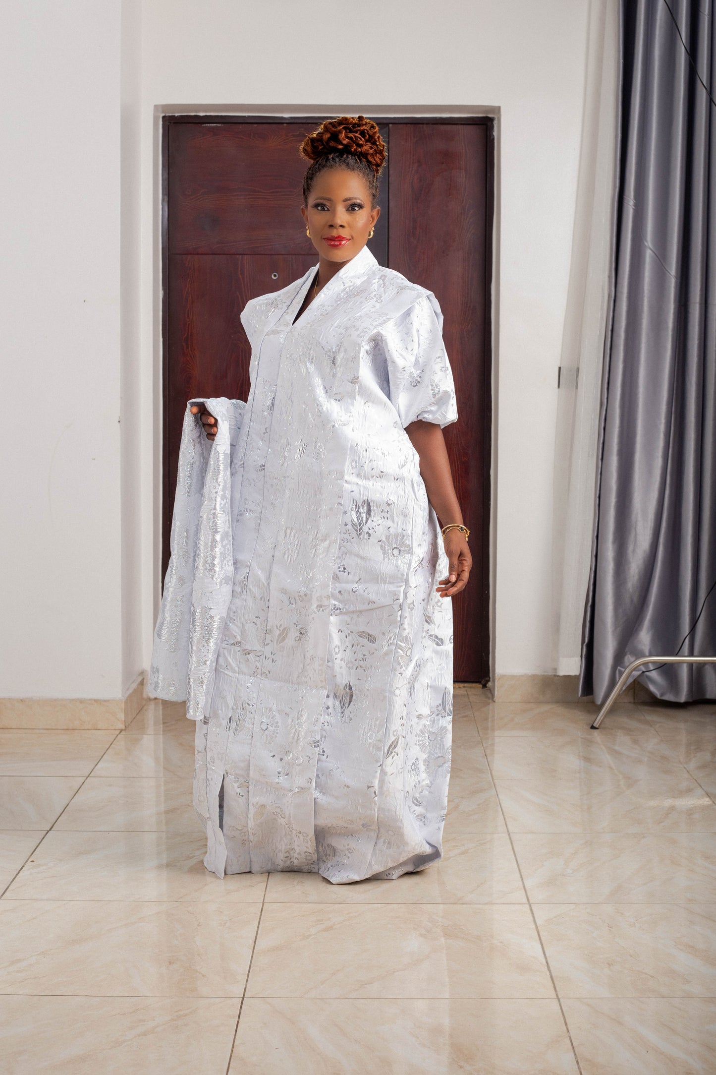 LEAF LONG GOWN BROCADE