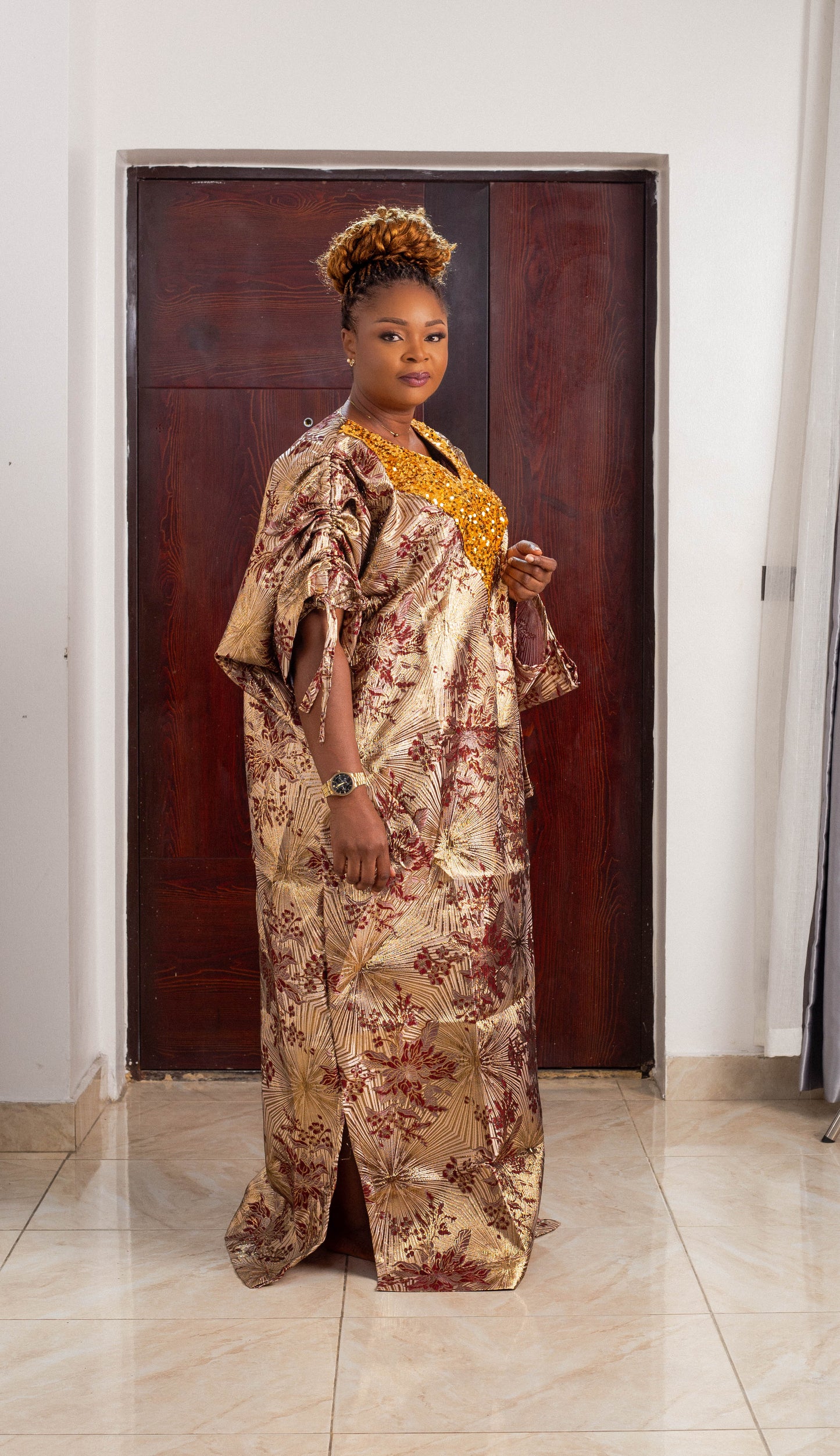 FLOWER LONG GOWN BROCADE