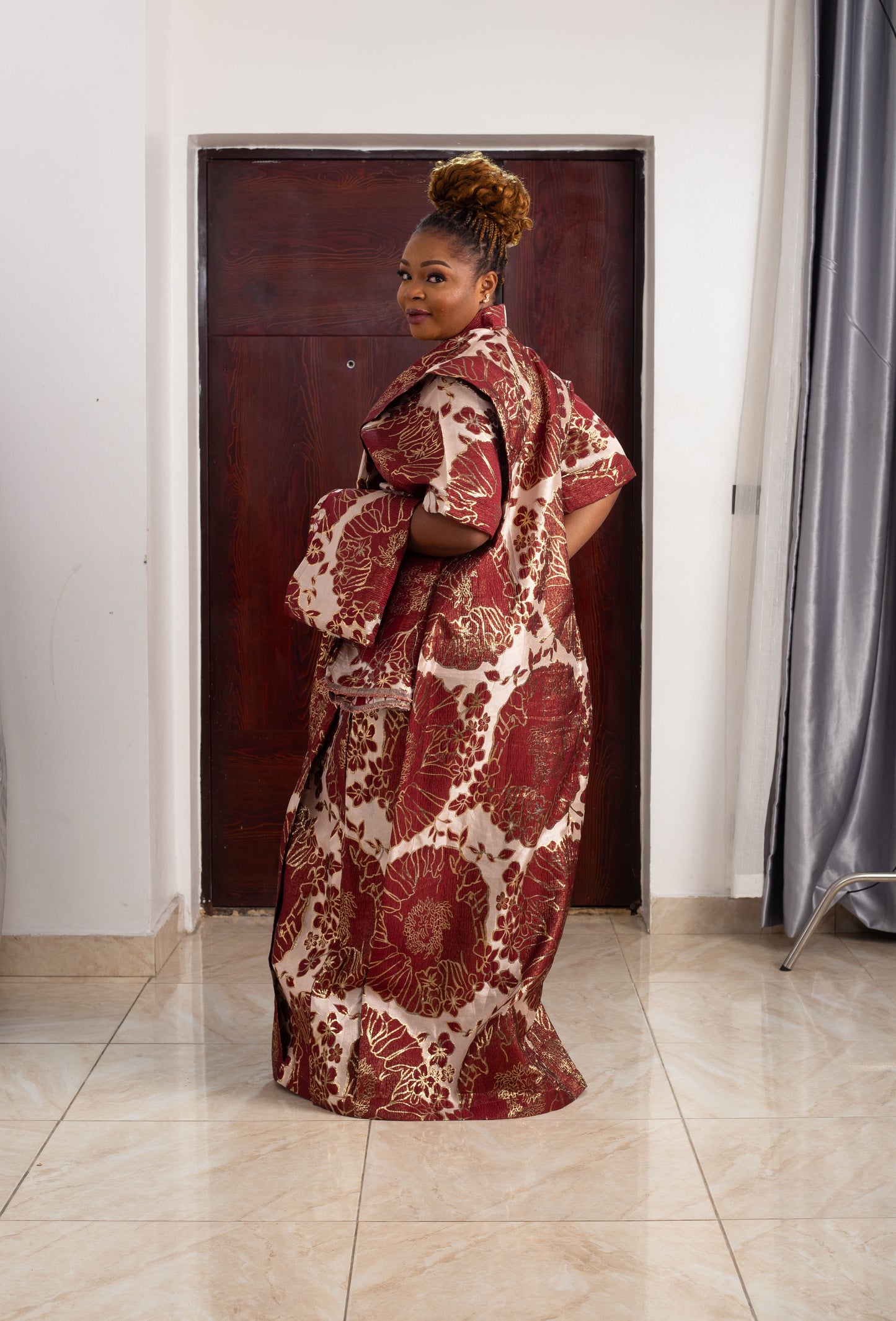 ROSE LONG GOWN BROCADE