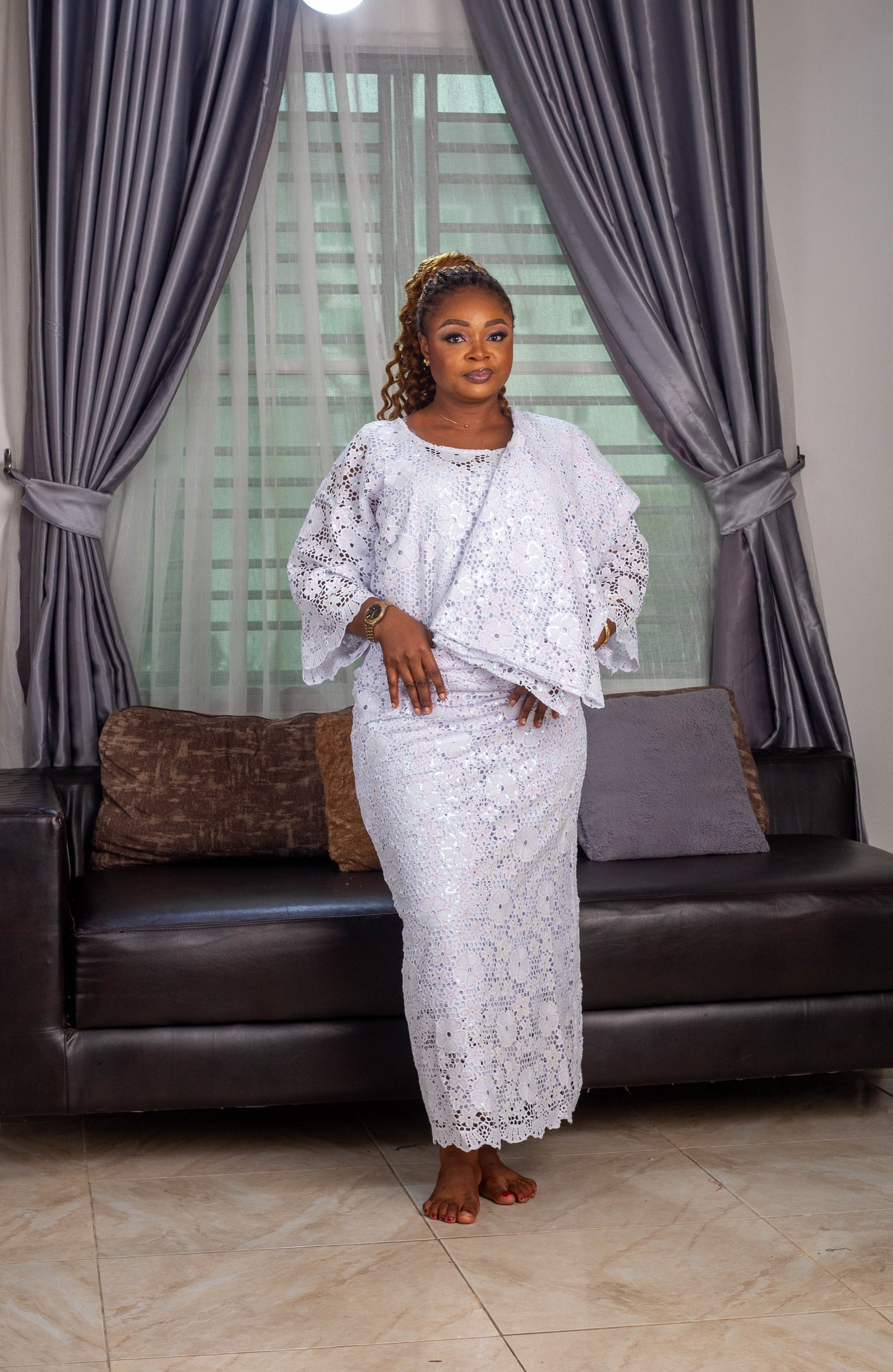 DIAMOND CHECK ROUND  NECK IRO AND BUBA LACE