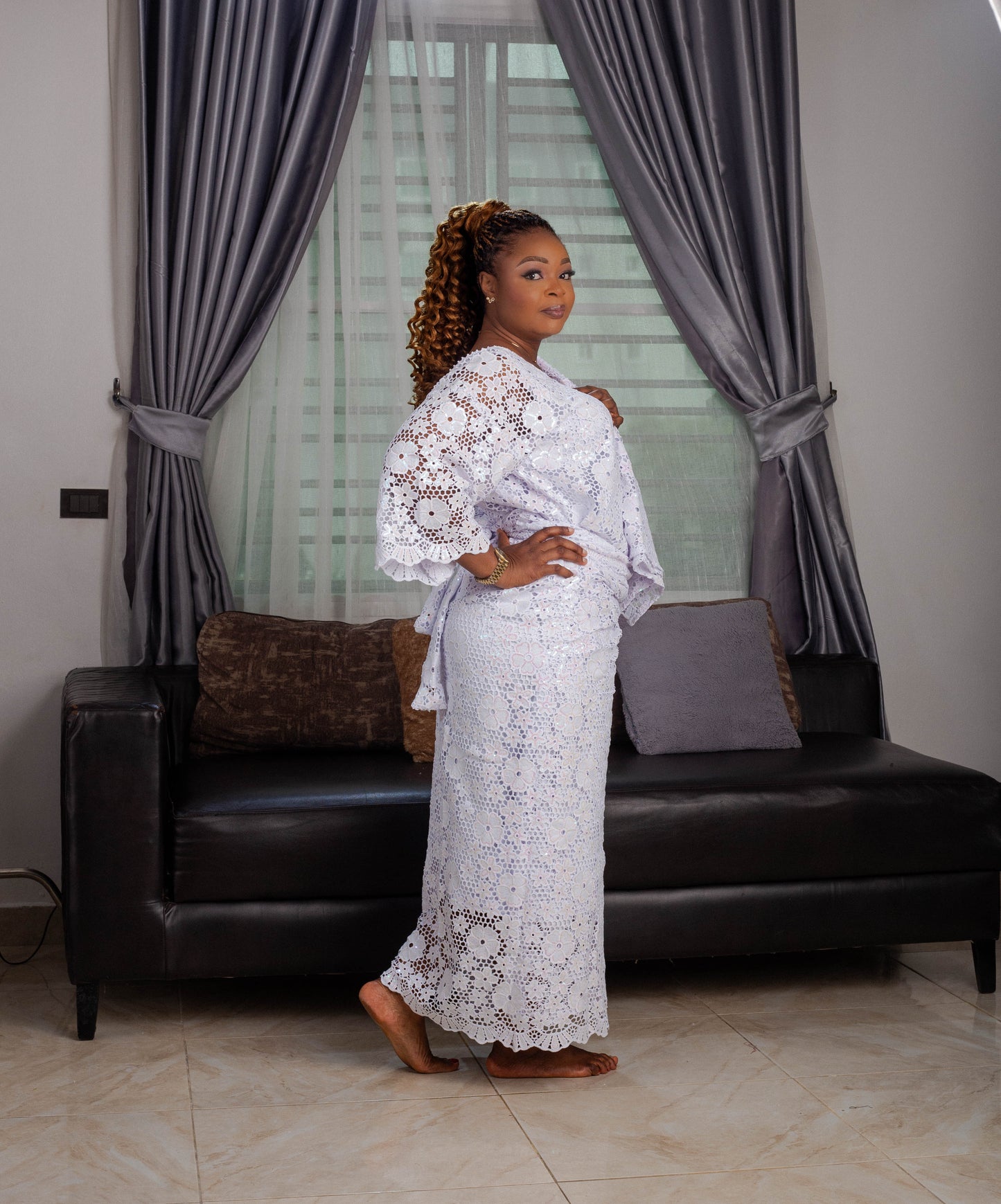 DIAMOND CHECK ROUND  NECK IRO AND BUBA LACE