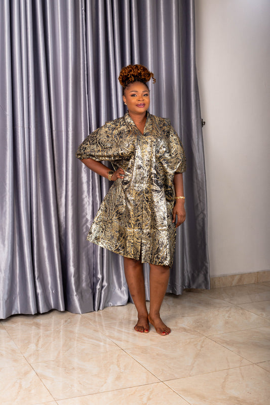 CRYSTAL SHORT GOWN BROCADE