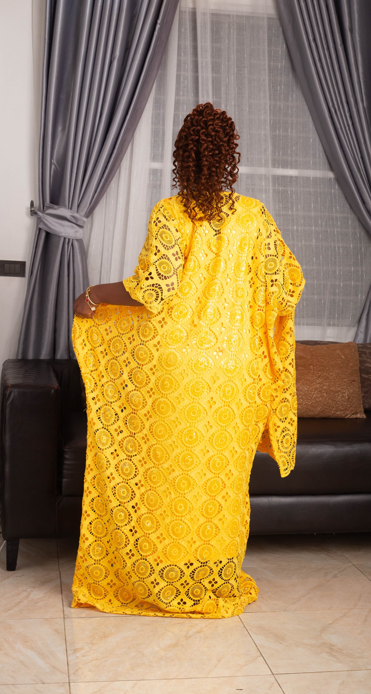 V NECK CORD GOWN