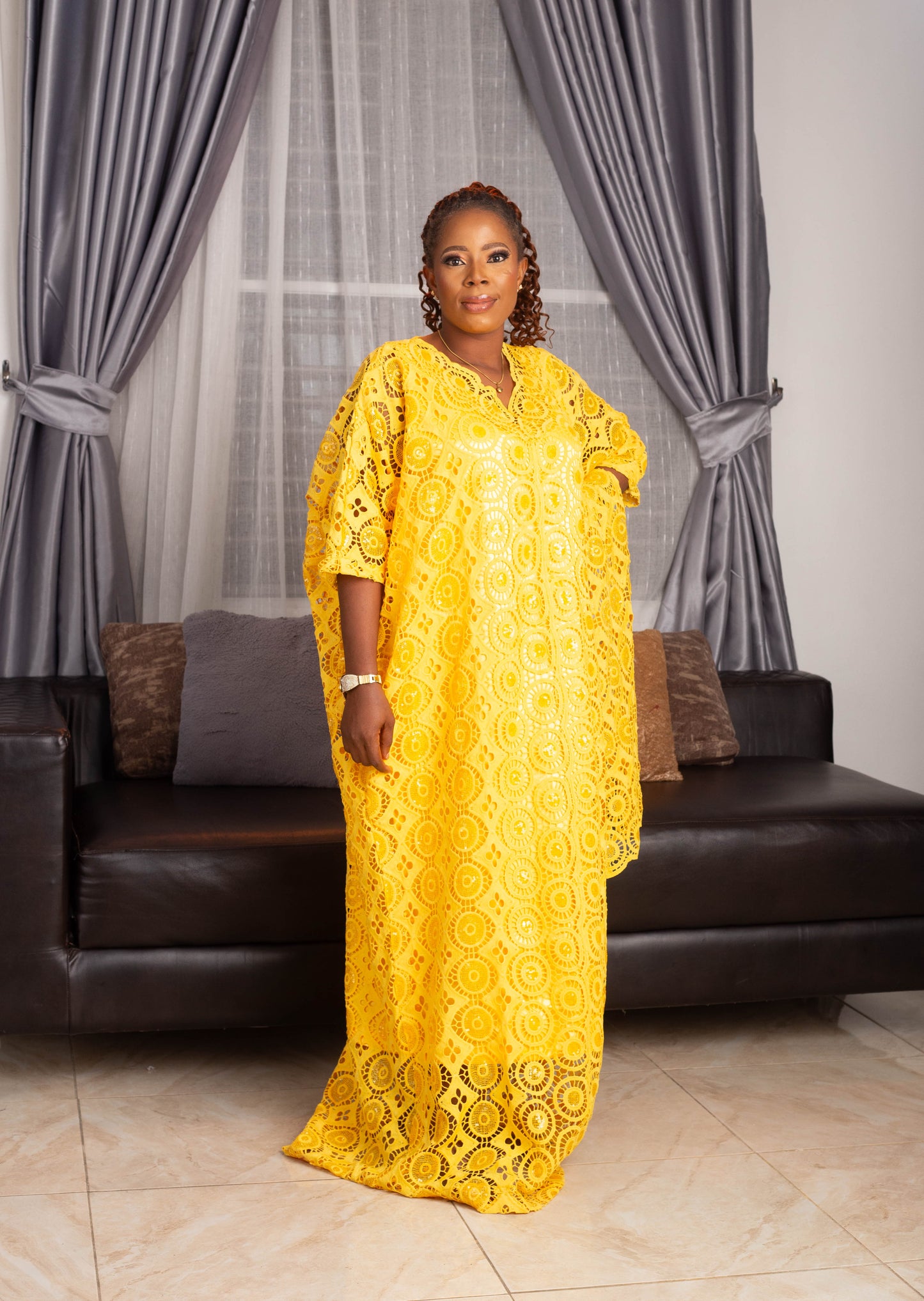V NECK CORD GOWN