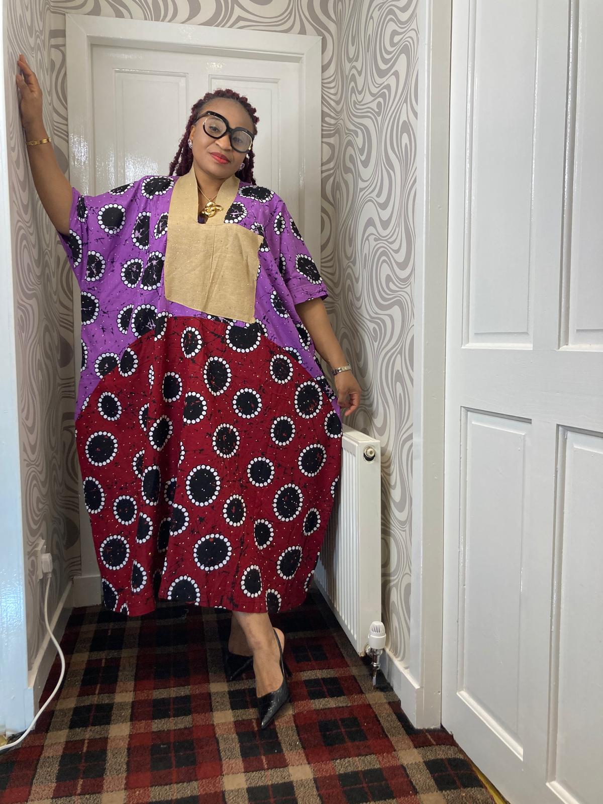 Ankara 3 Quater Gown With Aso Oke