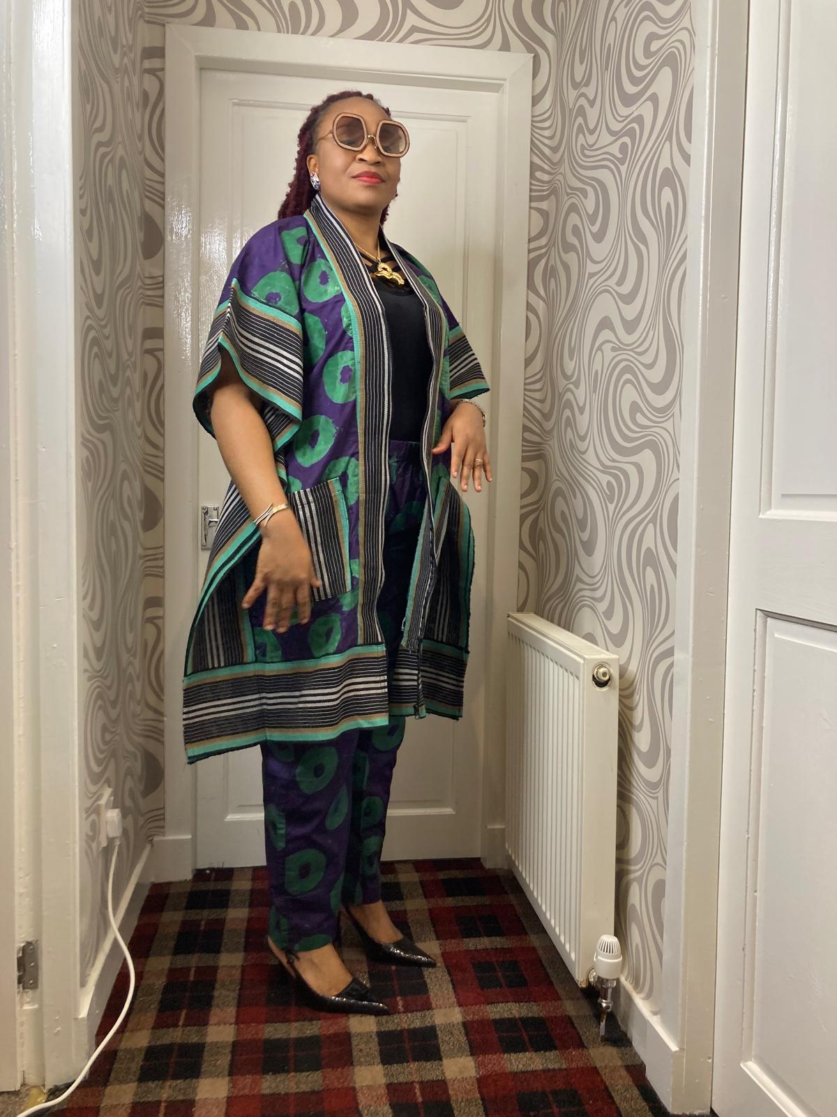 2 Piece Kimono Jacket With Aso Oke Design