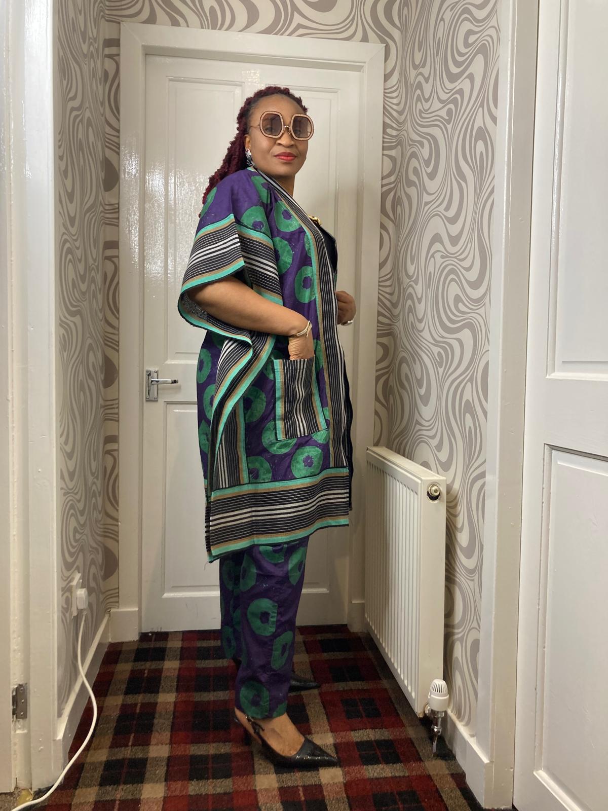 2 Piece Kimono Jacket With Aso Oke Design