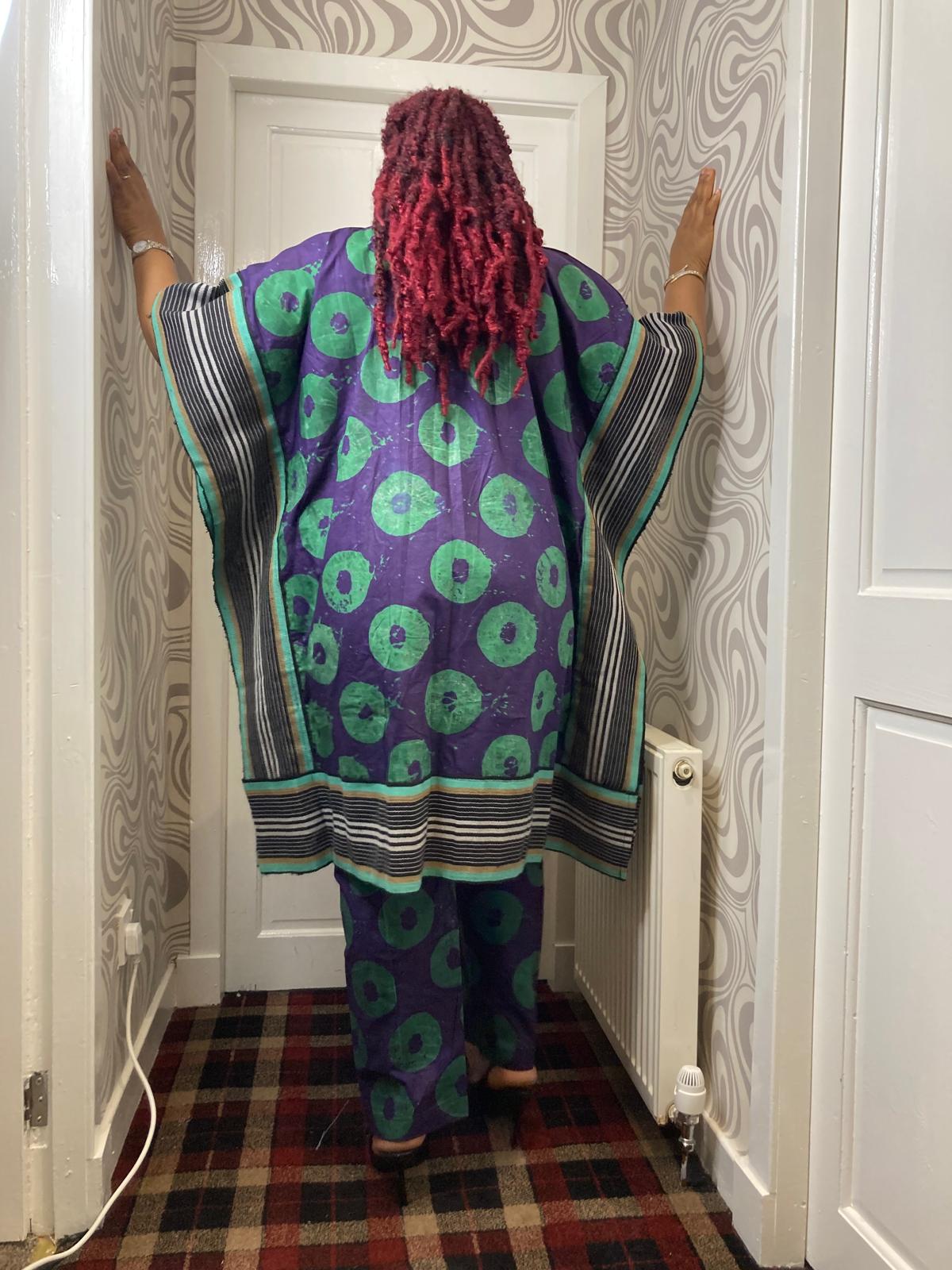 2 Piece Kimono Jacket With Aso Oke Design