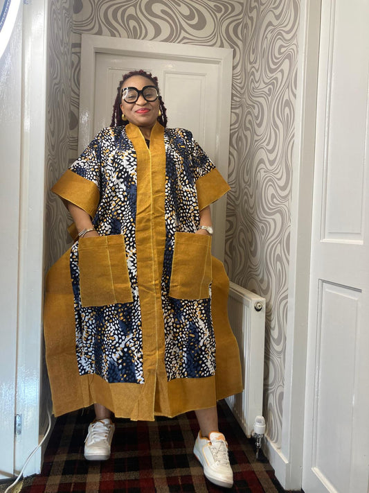 3 Quater Ankara Gown With Aso Oke