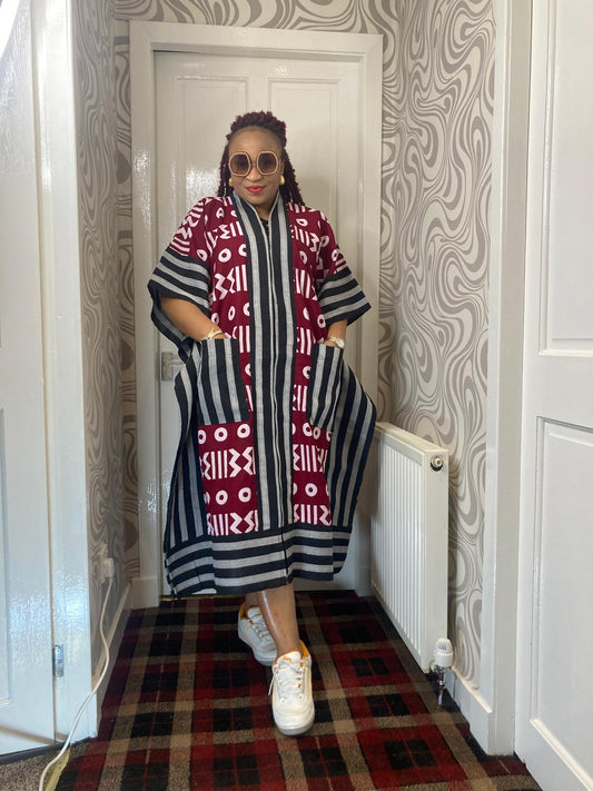 3 Quater Ankara Gown With Aso Oke