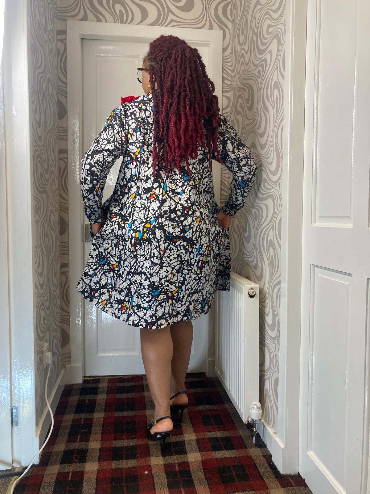 Ankara Short Gown Long Sleeve