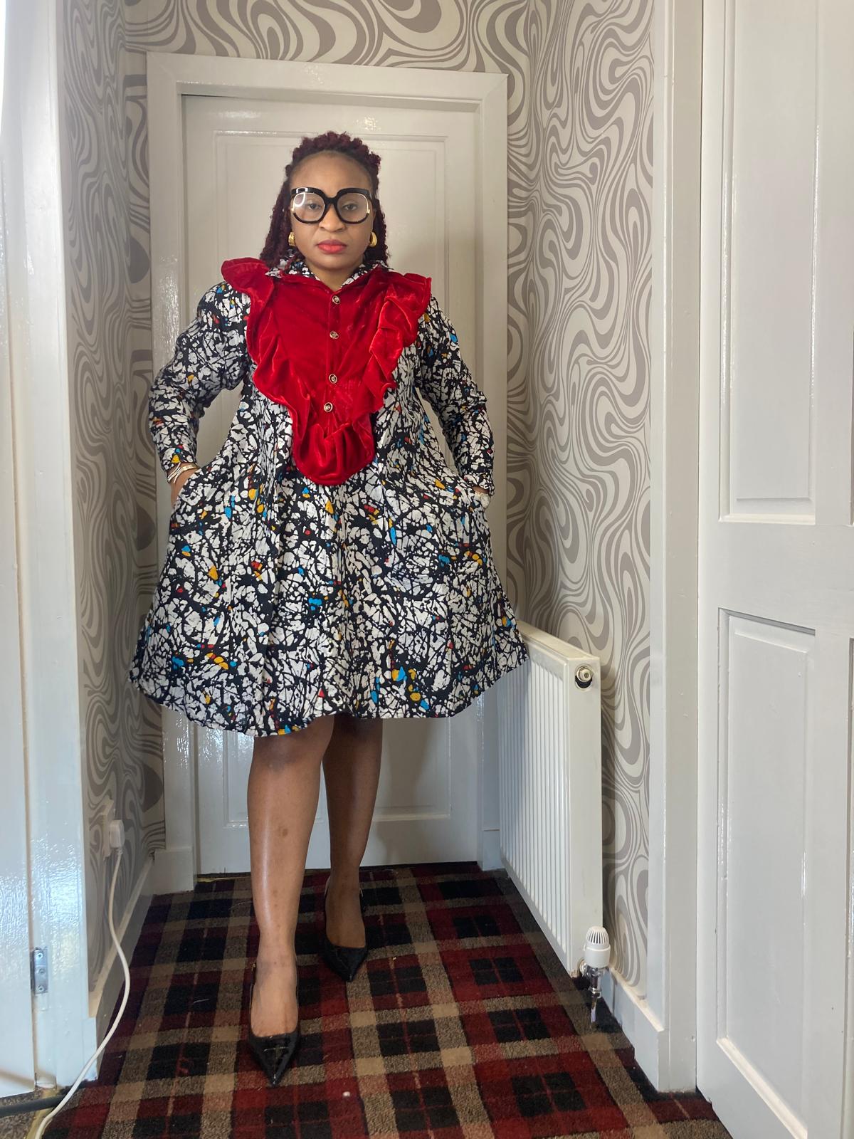 Ankara Short Gown Long Sleeve