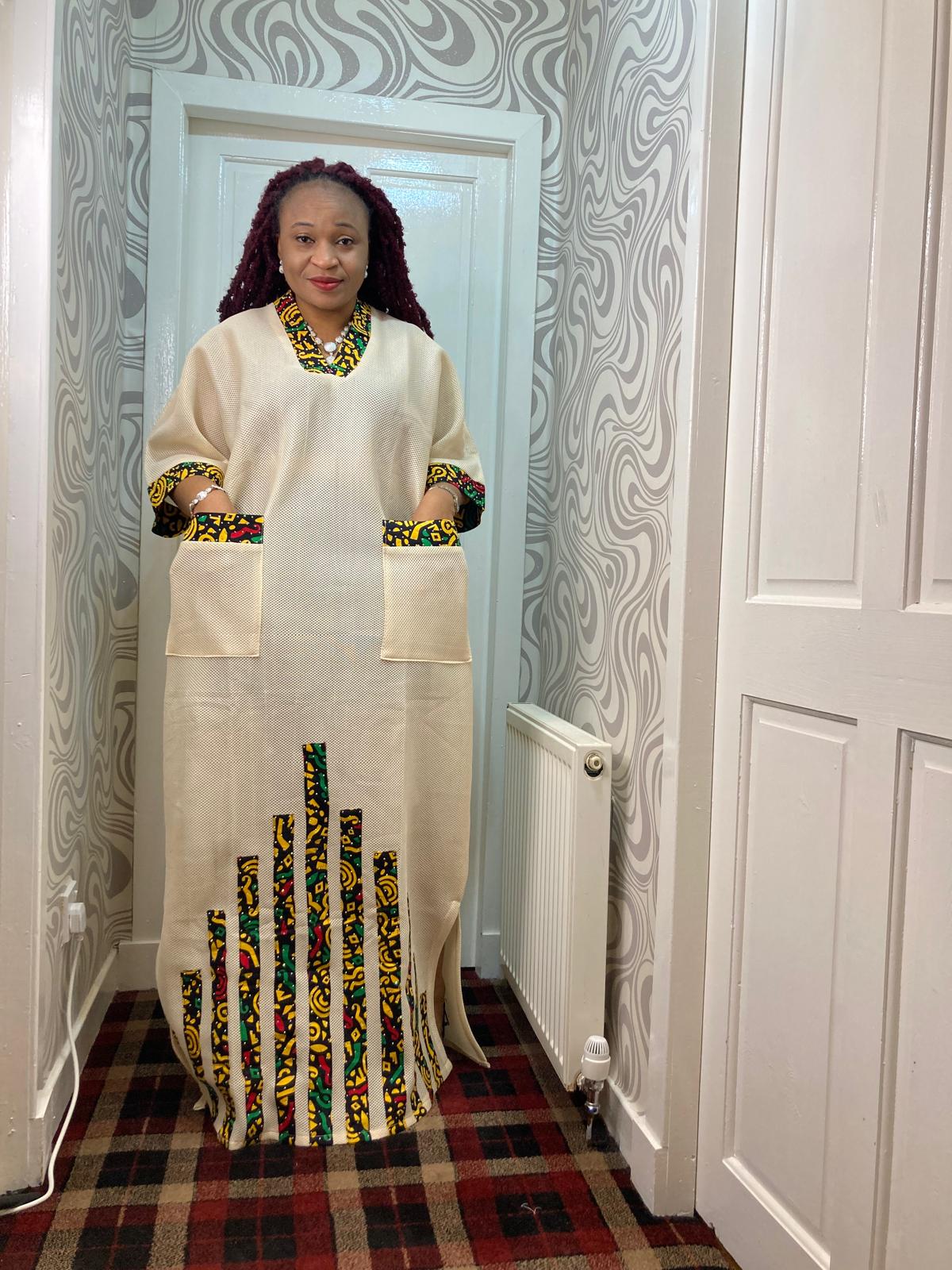 SCHUBA WITH ANKARA MIXED WITH STONE