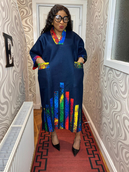 SCHUBA WITH ANKARA MIXED WITH STONE